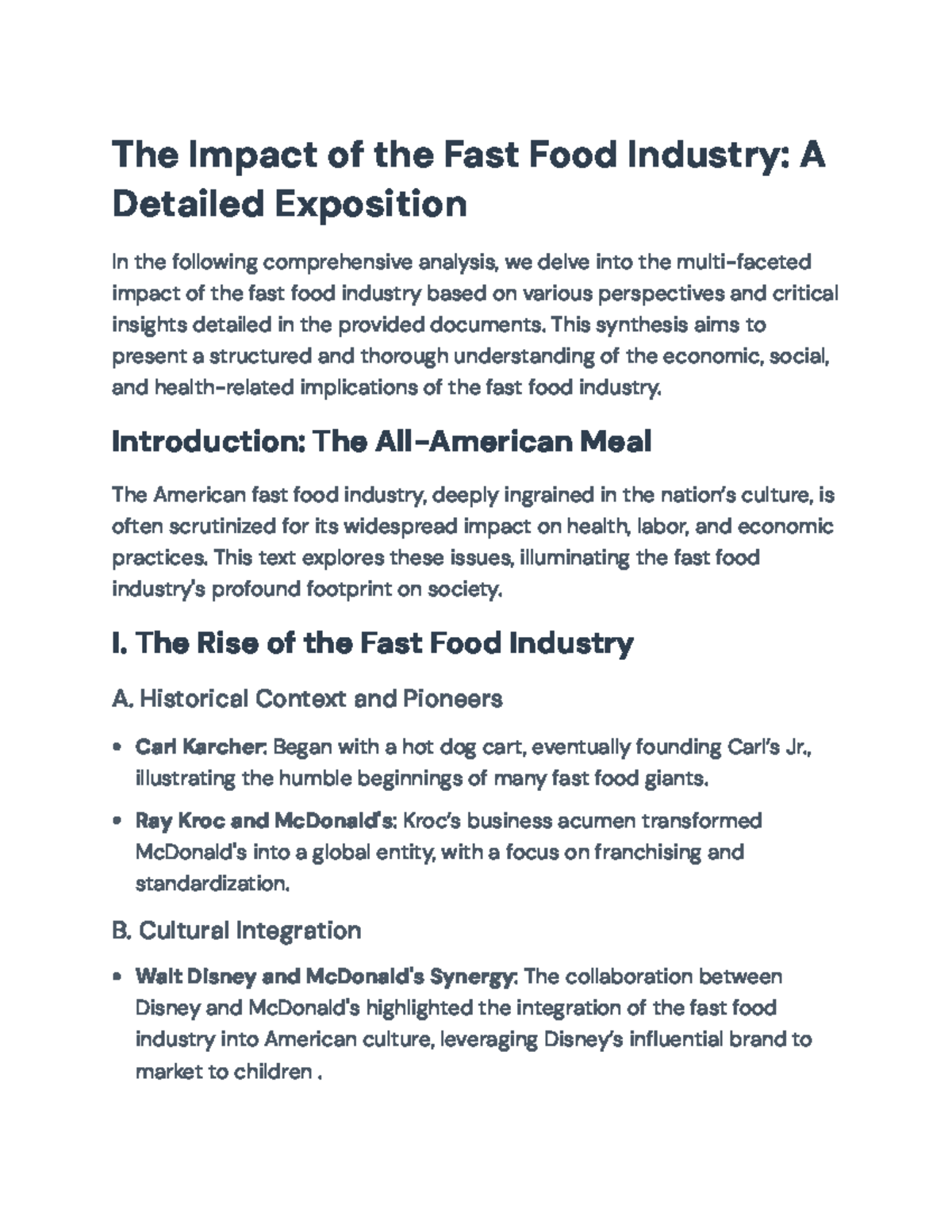 The Multifaceted Impact of the Fast Food Industry: A Comprehensive ...