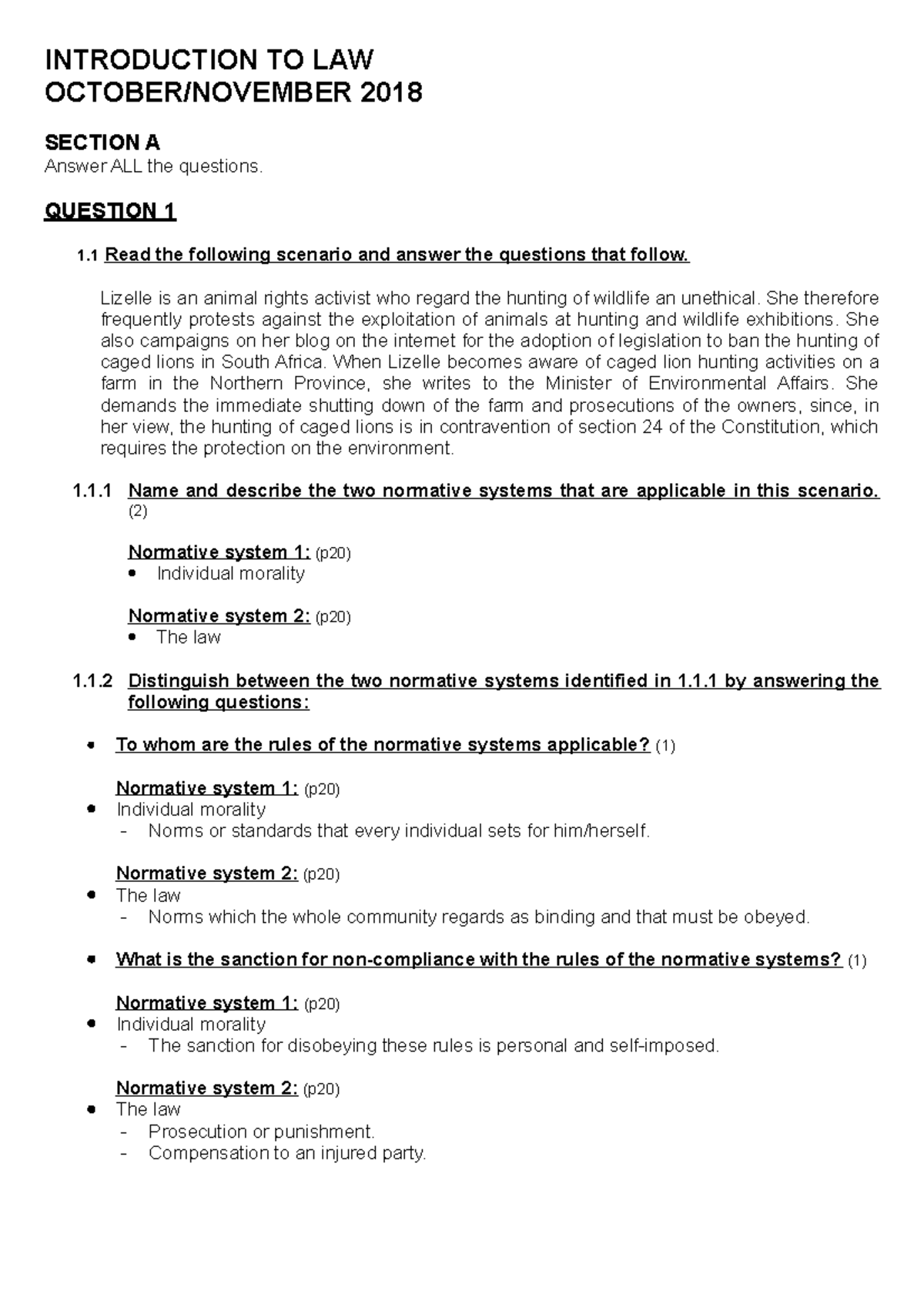 ILW1501 Introduction to Law Notes - October/November 2018 Exam Prep ...