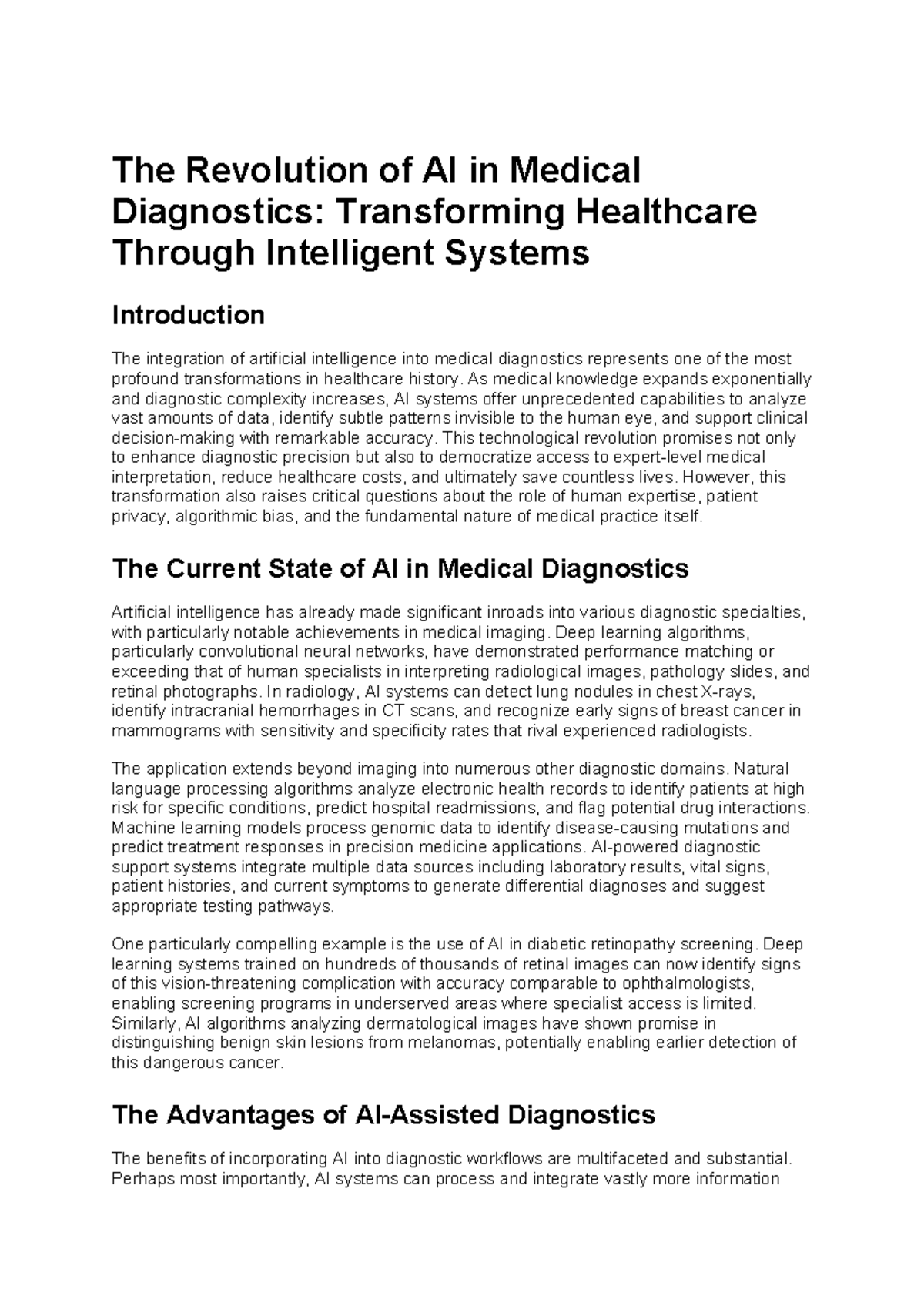 AI in Medical Diagnostics: Transforming Healthcare Systems - Studocu