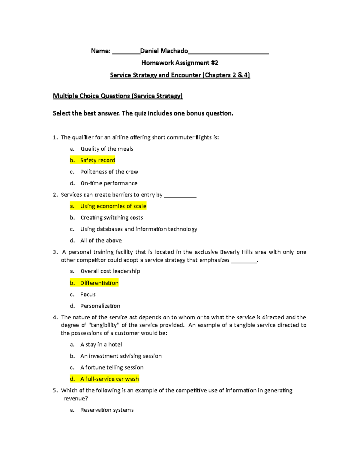 QSO 310 Module 2 Assignment: Service Strategy & Encounter Analysis ...