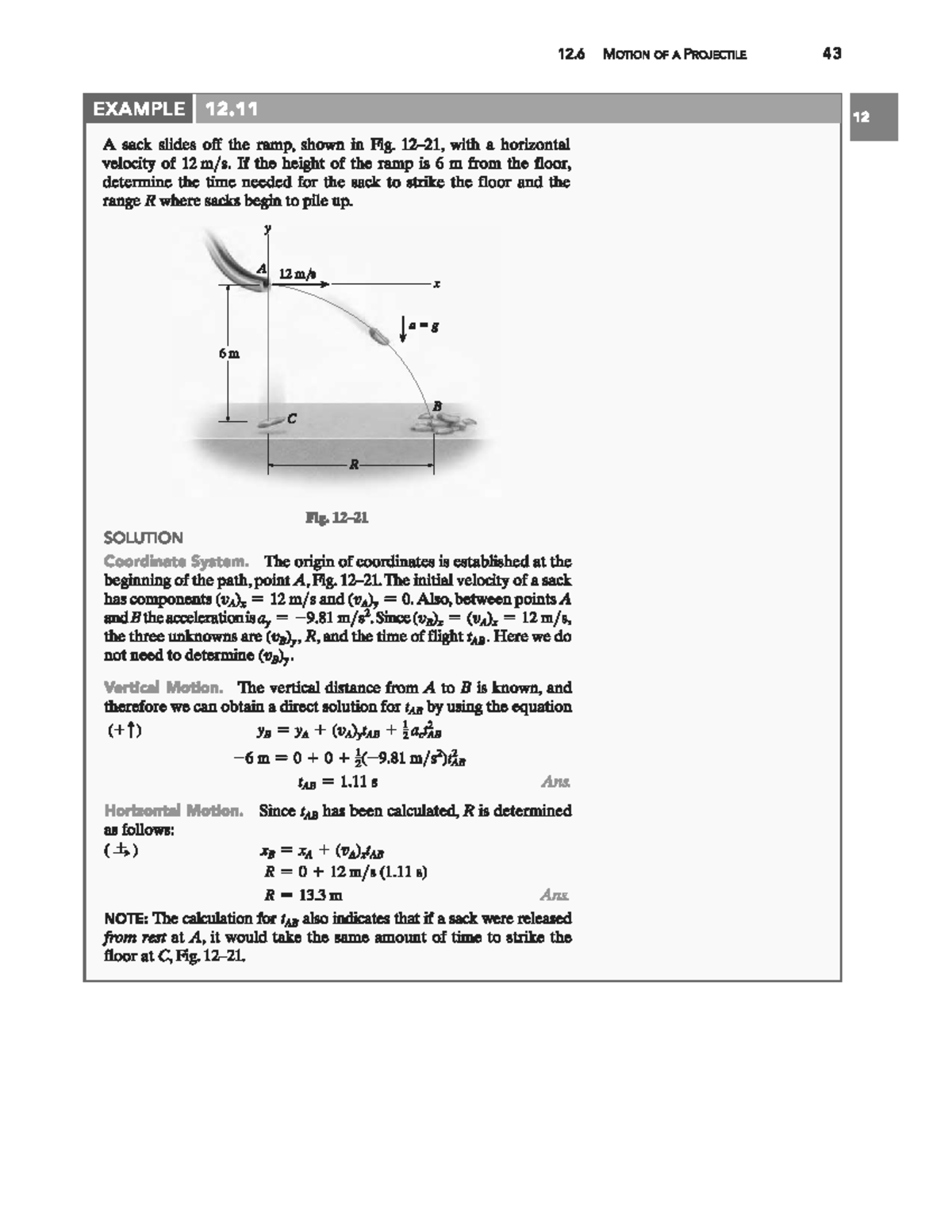 12.6 Projectile Motion Analysis and Example Solutions - Studocu
