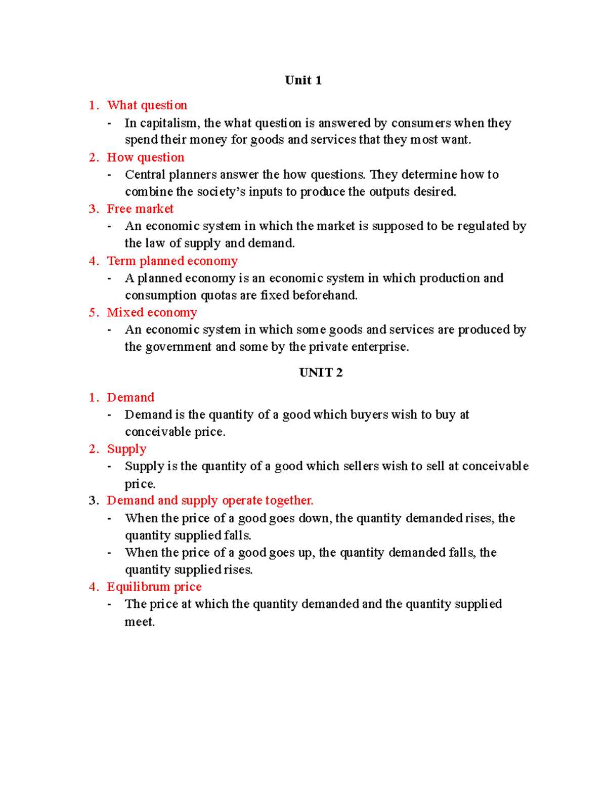 Unit 1 - Economics Concepts Overview (ECO 101) - Studocu
