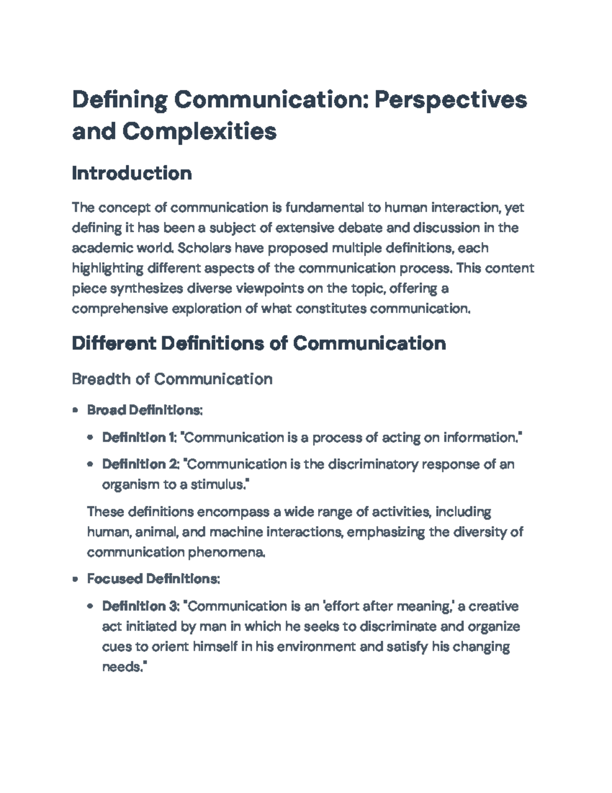 Defining Communication: Perspectives and Complexities (COMM 101 ...
