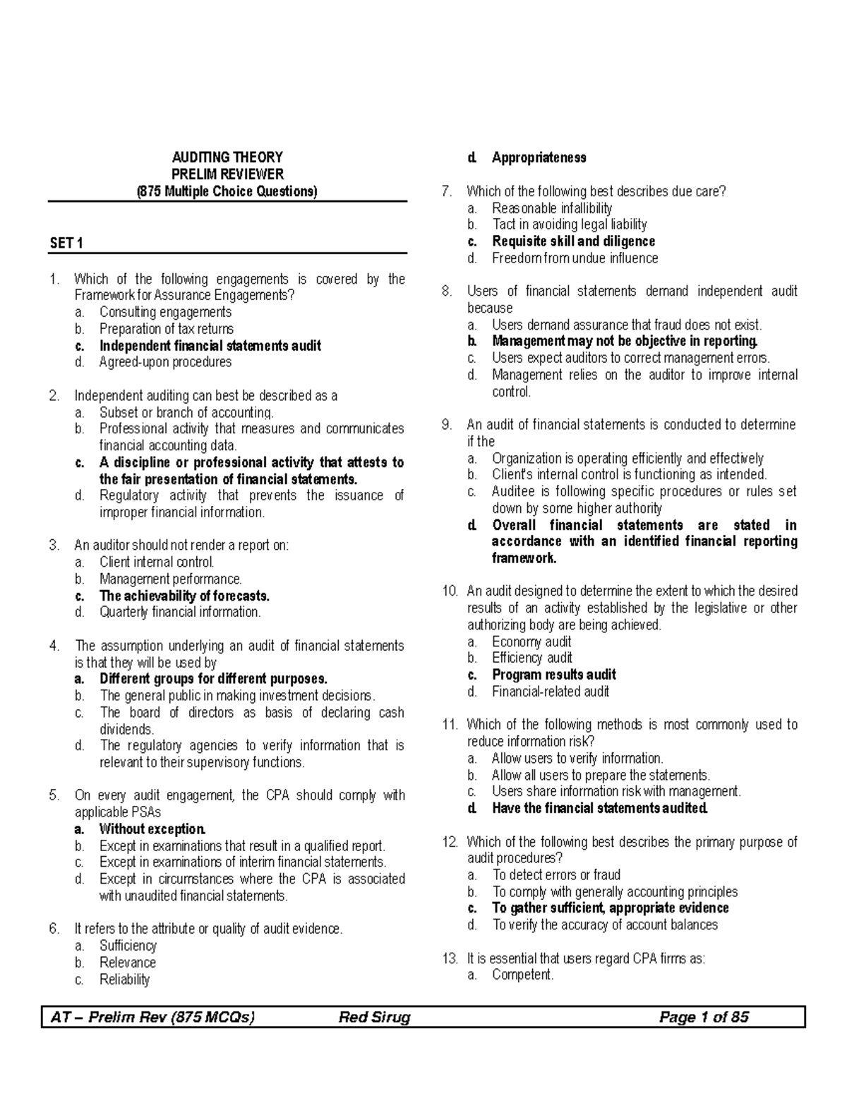 Auditing Theory Sirug - Lecture notes 1-10 - AUDITING THEORY PRELIM ...