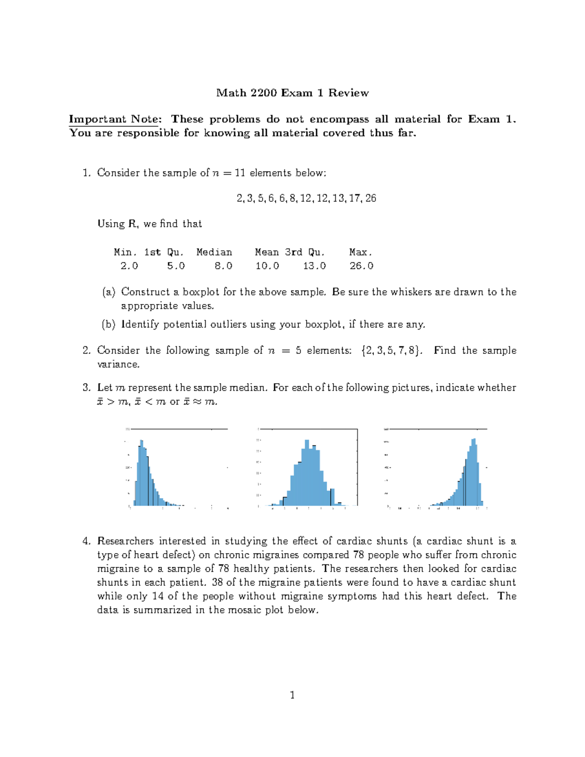 2200exam1review - Math 2200 Exam 1 Review Important Note: These ...