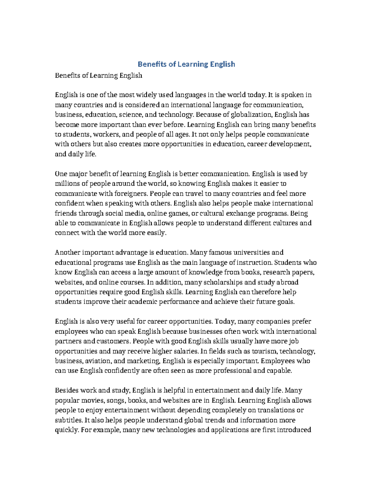 Benefits of Learning English: Opportunities in Communication & Career ...