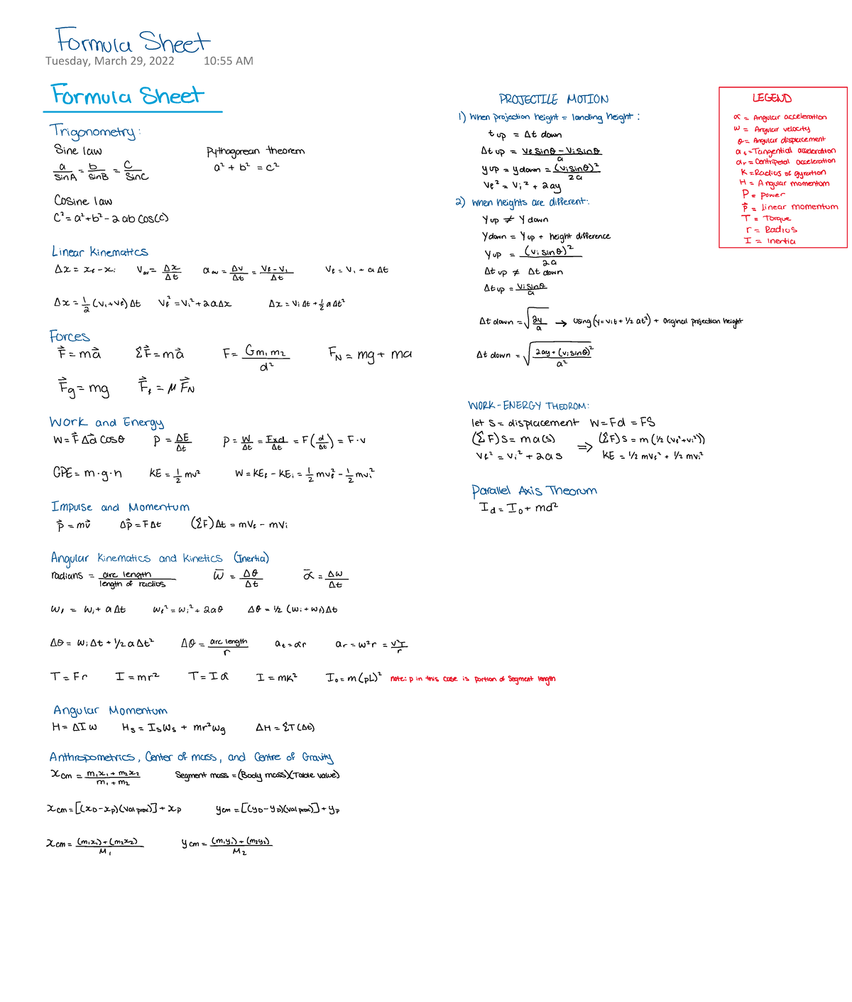 Mathematics Formula Sheet for Quick Reference - Studocu