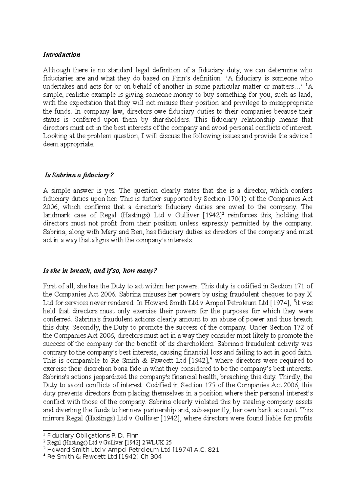 Equity Formative: Understanding Fiduciary Duties and Breaches - Studocu