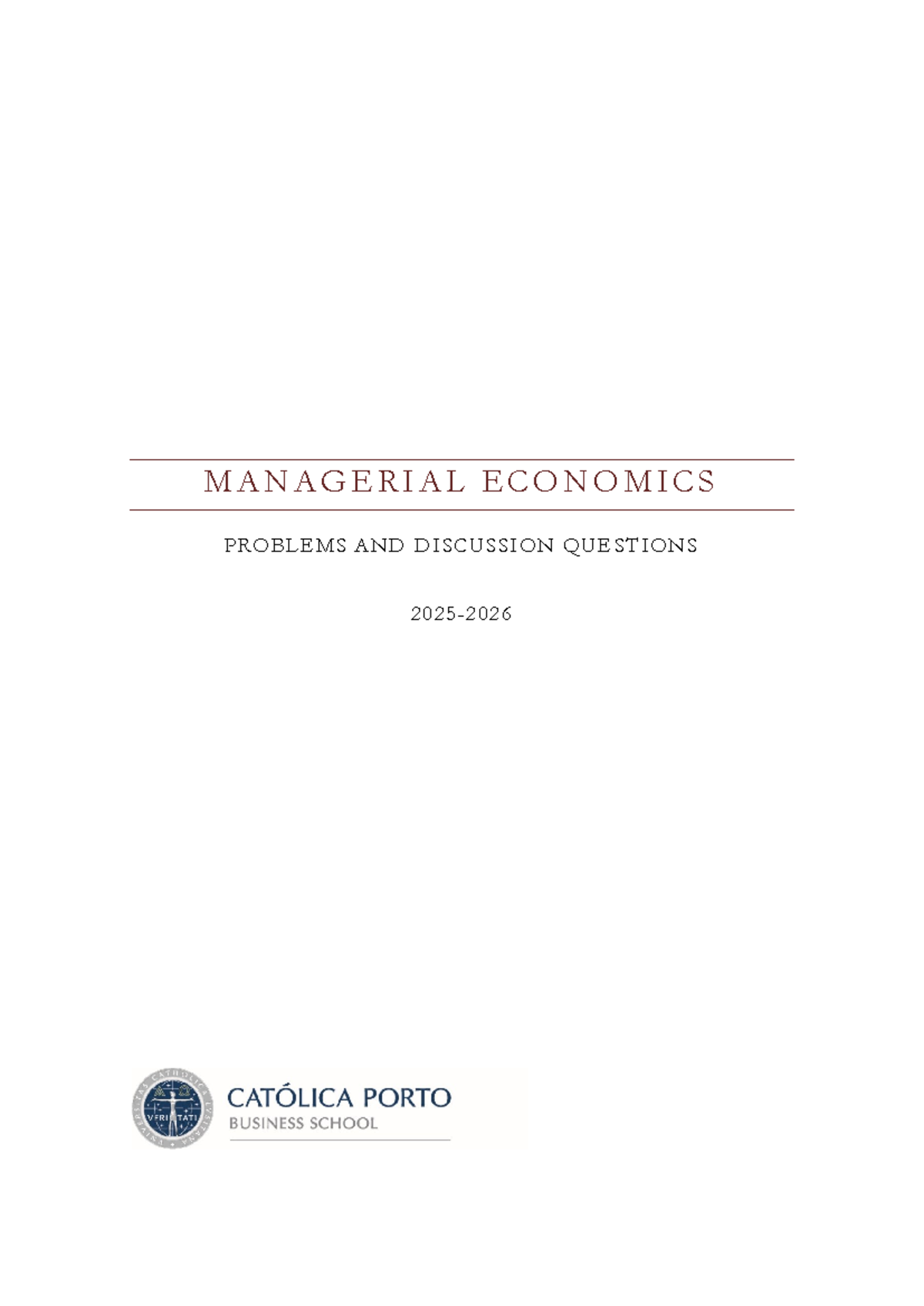 Managerial Economics Problem Set (ENG 2025-2026) - Studocu