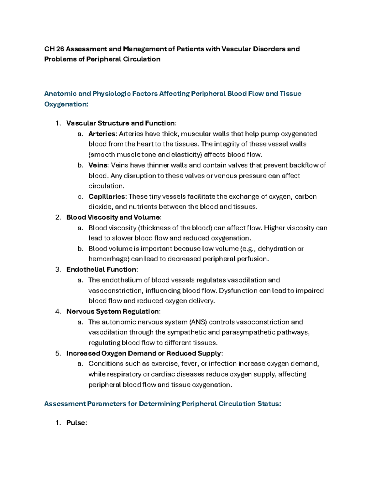 CH 26 - Assessment and Management of Vascular Disorders - Studocu
