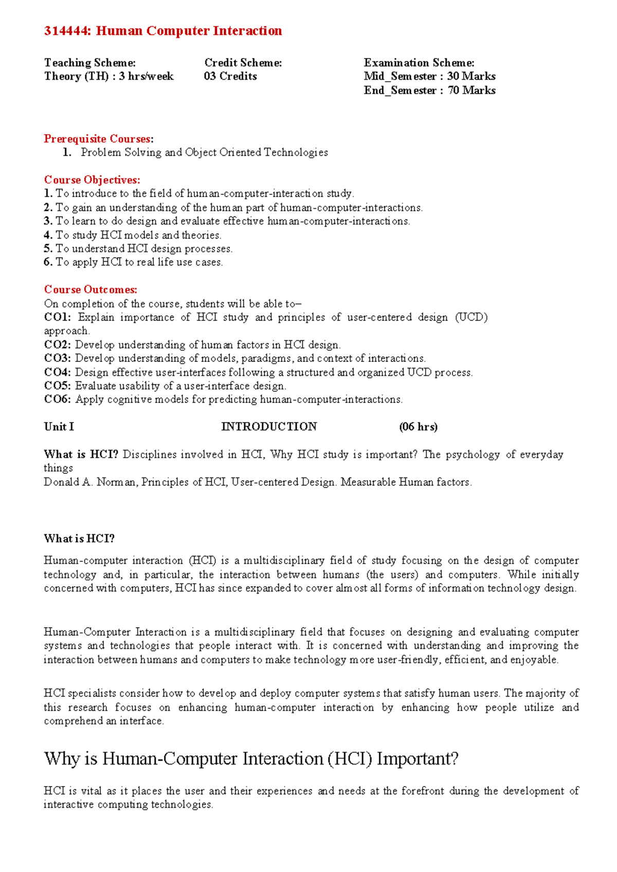 HCI 314444: Unit 1 - Introduction to Human-Computer Interaction Notes ...