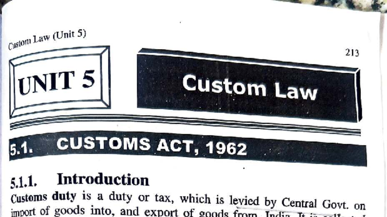 Custom Law Notes (Unit 5) - BBA 5th Sem (Corporate Tax) CCSU - Studocu