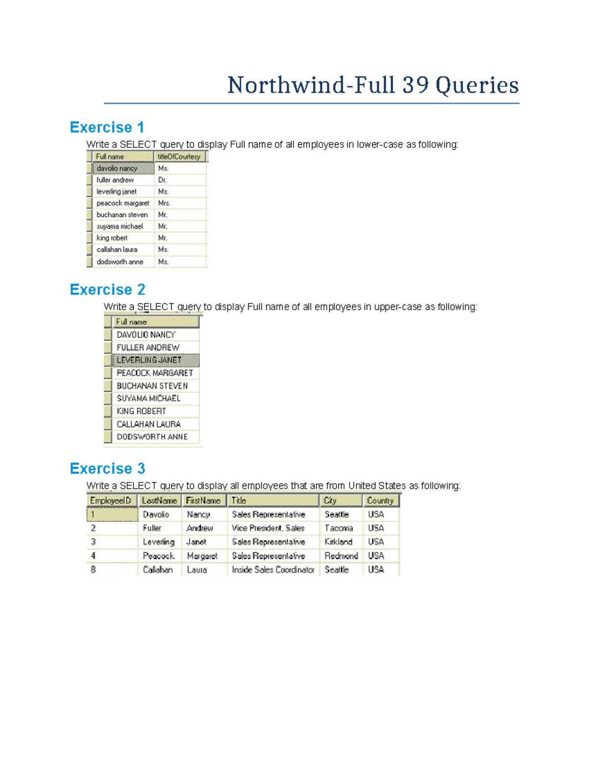 Northwind 3 - SQL Query Exercises and Solutions - Studocu