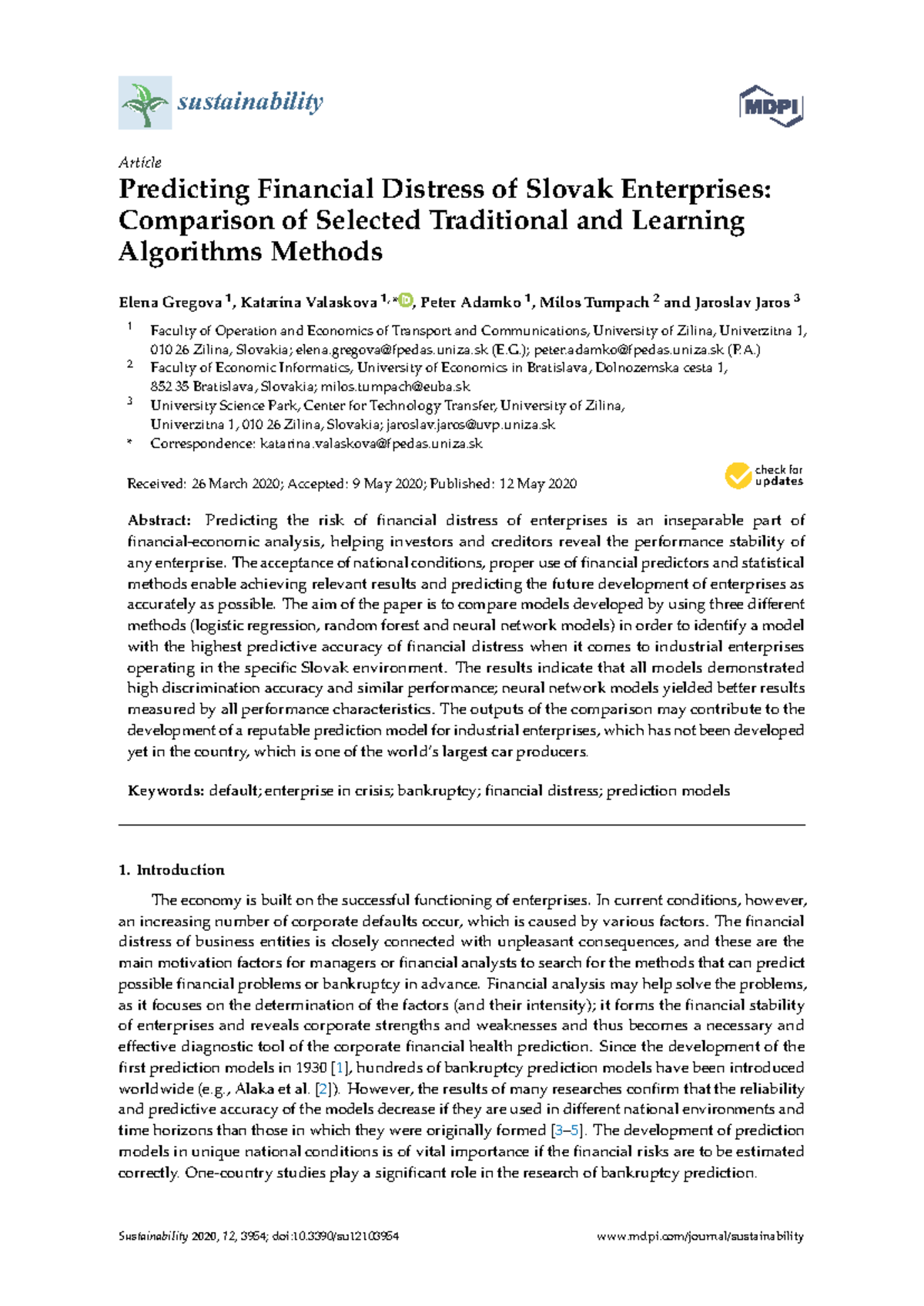 Comparative Analysis of Financial Distress Prediction Models in ...
