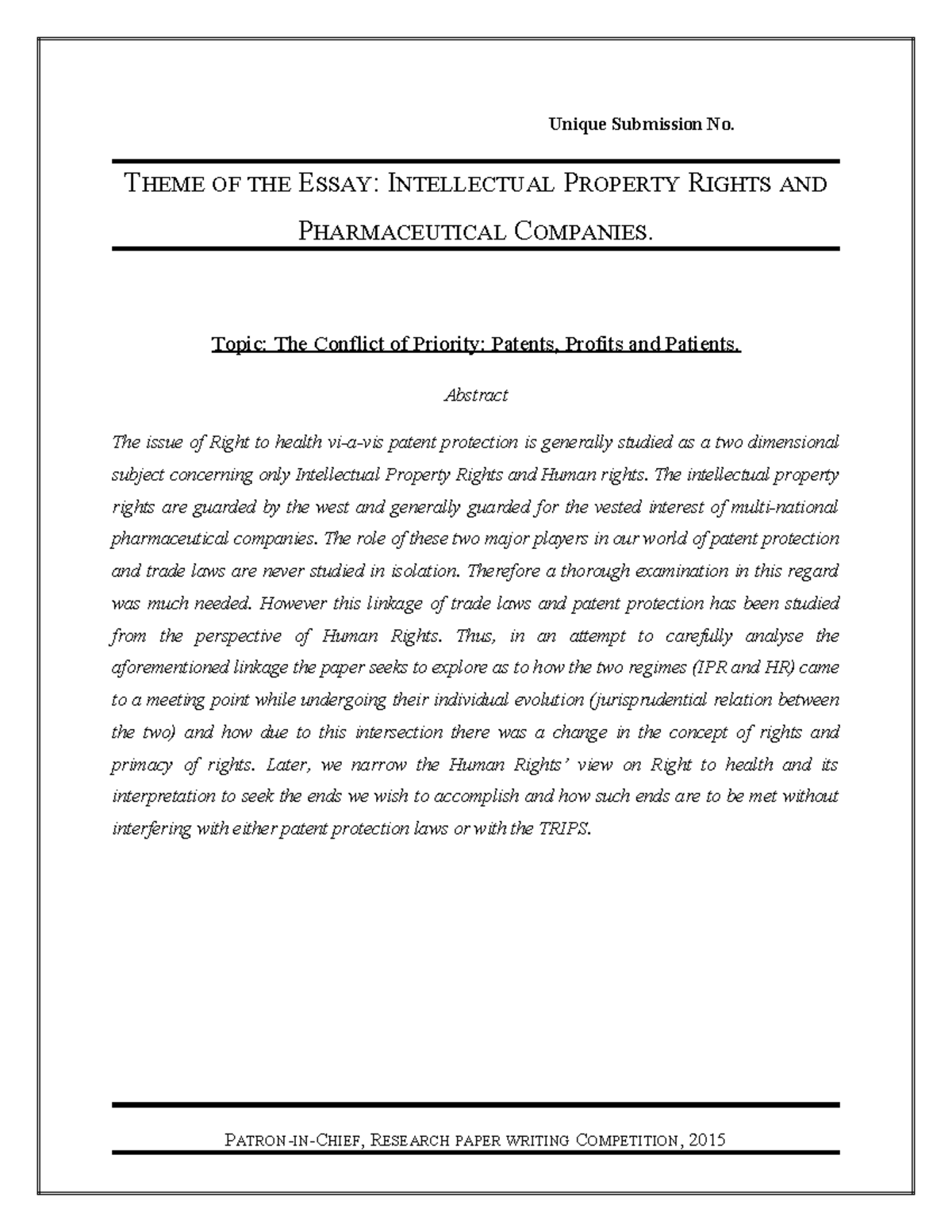 Intellectual Property Rights vs. Human Rights: A Critical Analysis ...