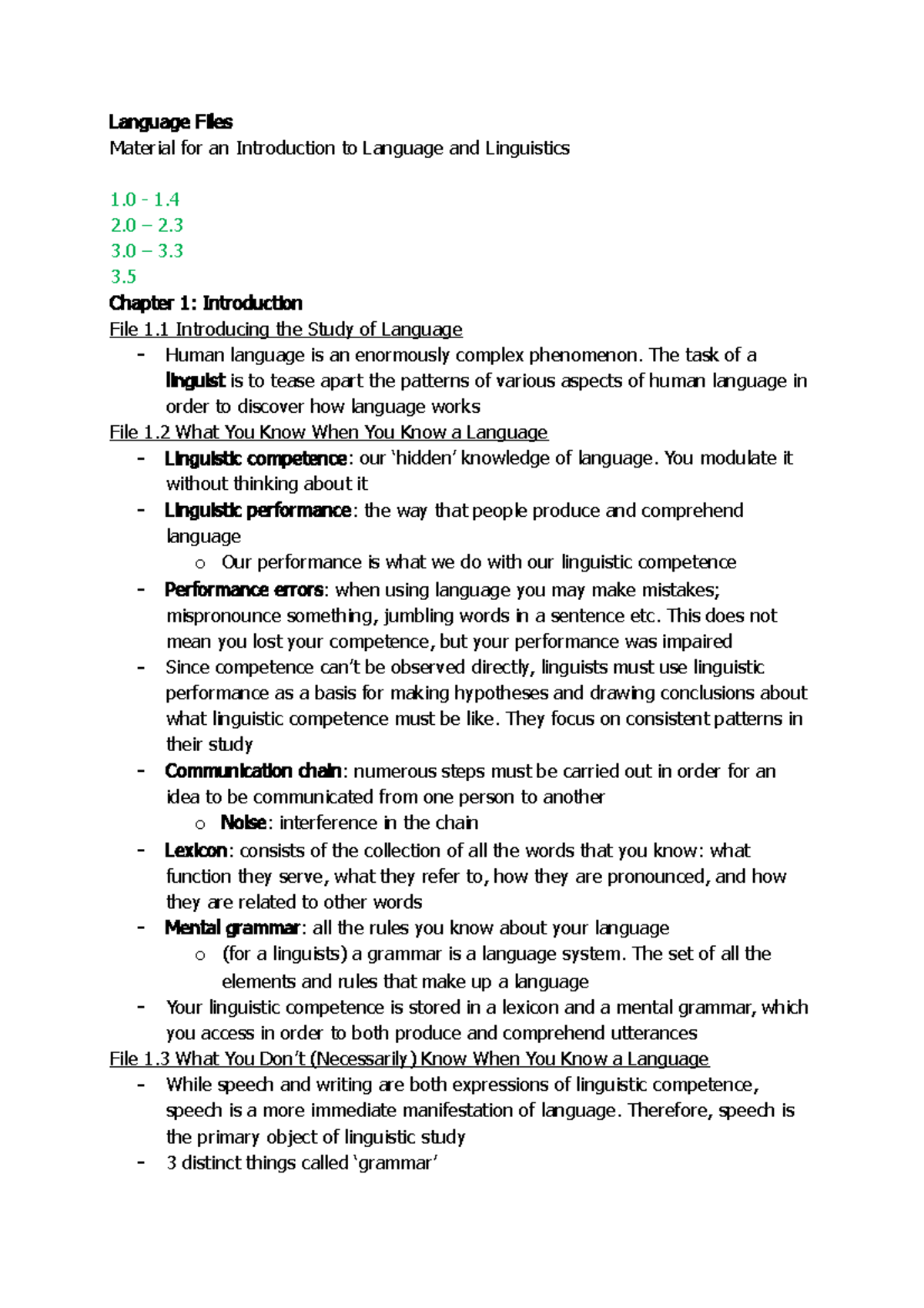Summary of Language Files: Linguistics 101 Overview - Studeersnel