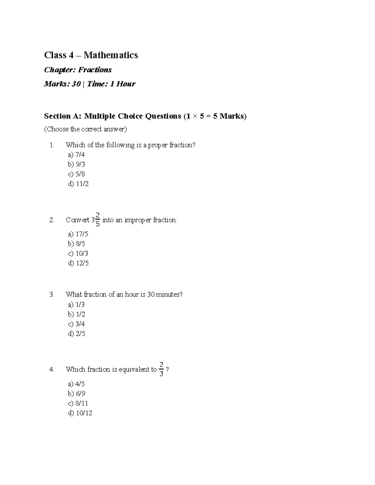 Class 4 Math Fractions - Math - Class 4 – Mathematics Chapter ...