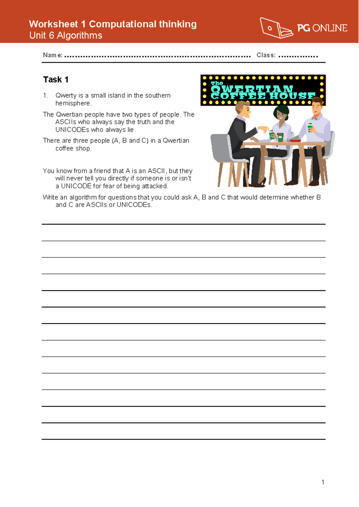 L1 - Computational Thinking - Worksheet 1: Algorithms & Games - Studocu