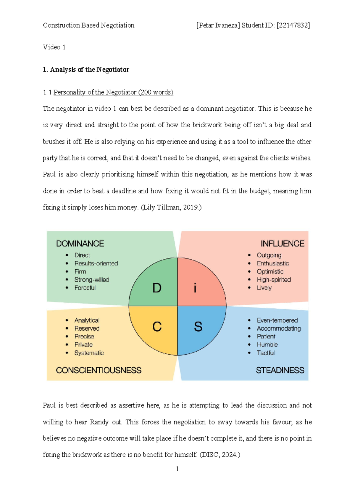 BLDG3008 Construction Based Negotiation Analysis and Techniques - Studocu