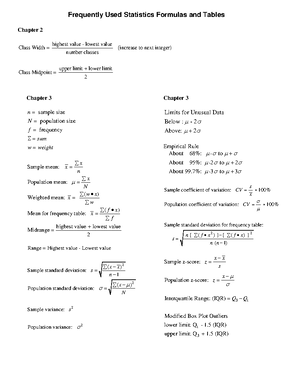 S1Cheat Sheet - Statistics - S1 Cheat Sheet Using Your Calculator You ...