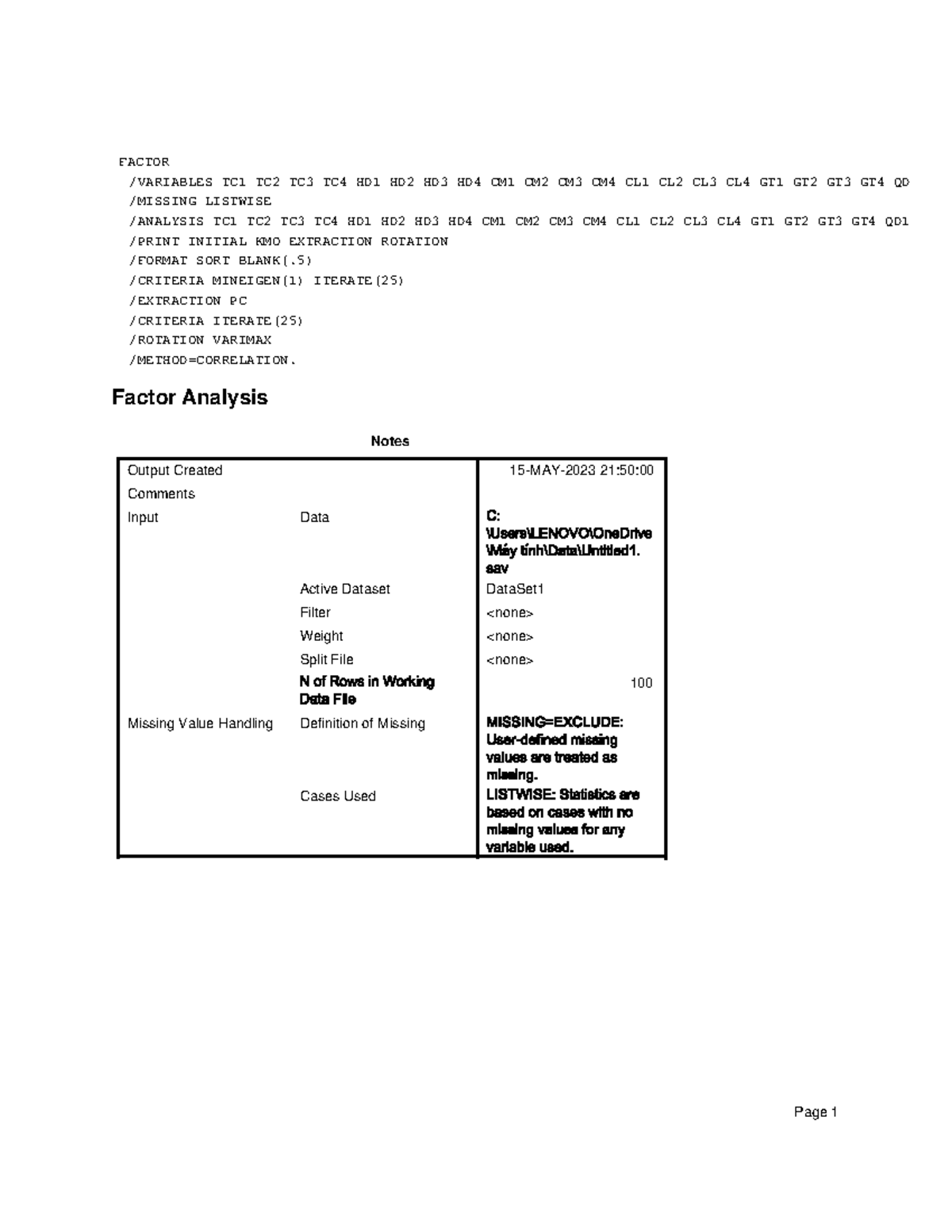 EFA Analysis Notes for Course TC1: Factor Analysis Insights - Studocu