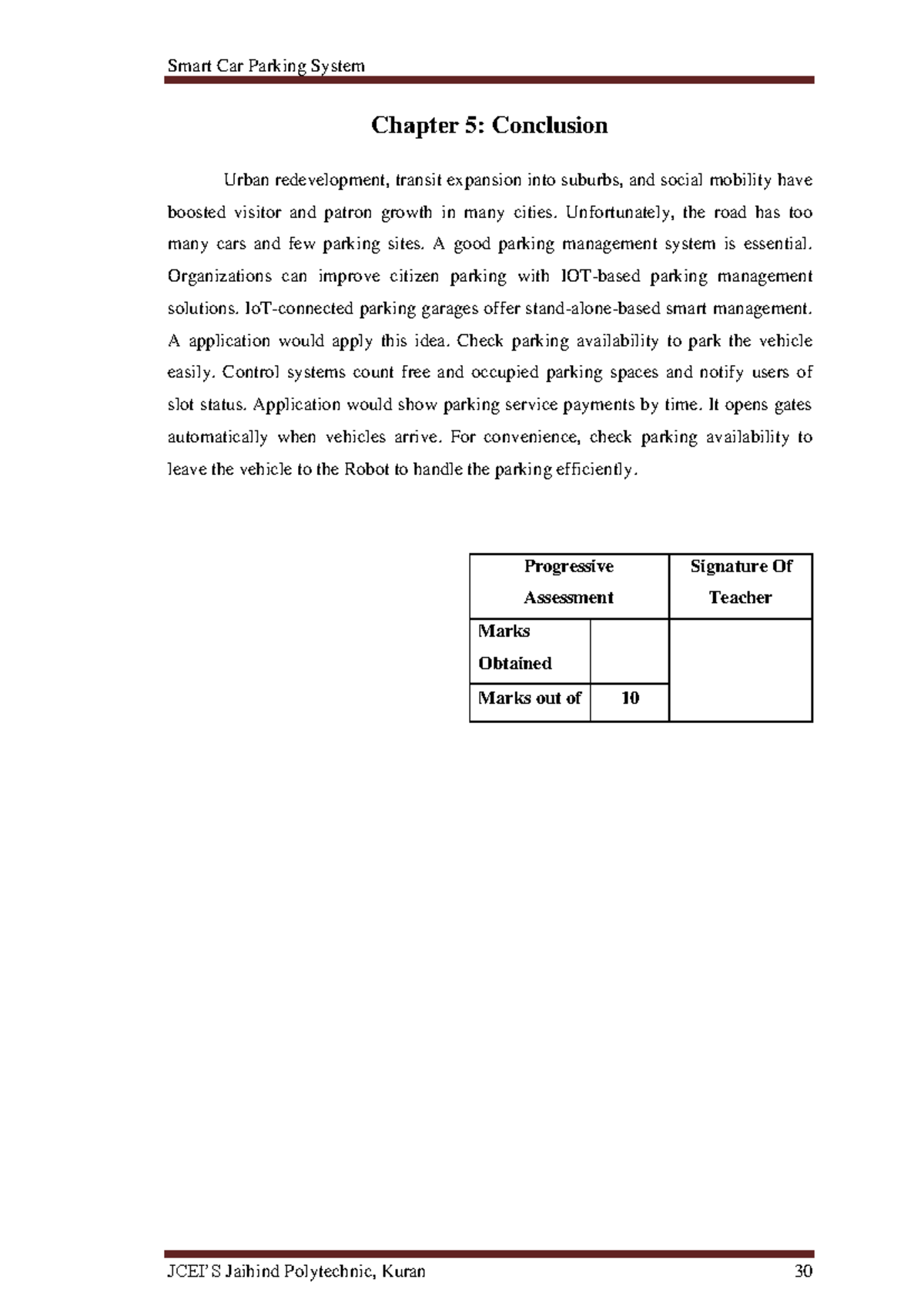 Cpp final project - Smart Car Parking System Chapter 5: Conclusion ...
