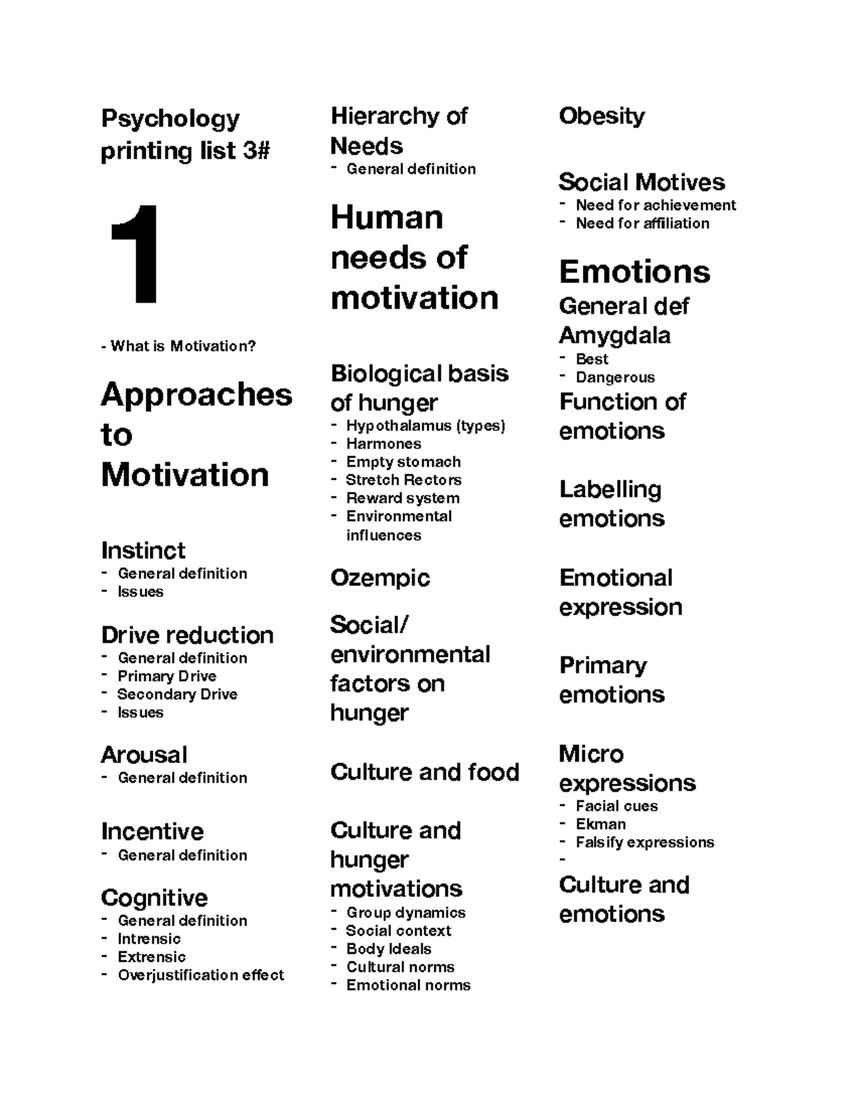 Psych test 3p - just smth to refer to - Psychology printing list 3# 1 ...