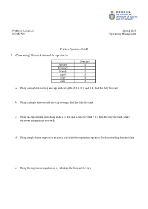 Practice set 1 sol - Homework # 2 Solutions Professor Yiwen Shen Spring ...