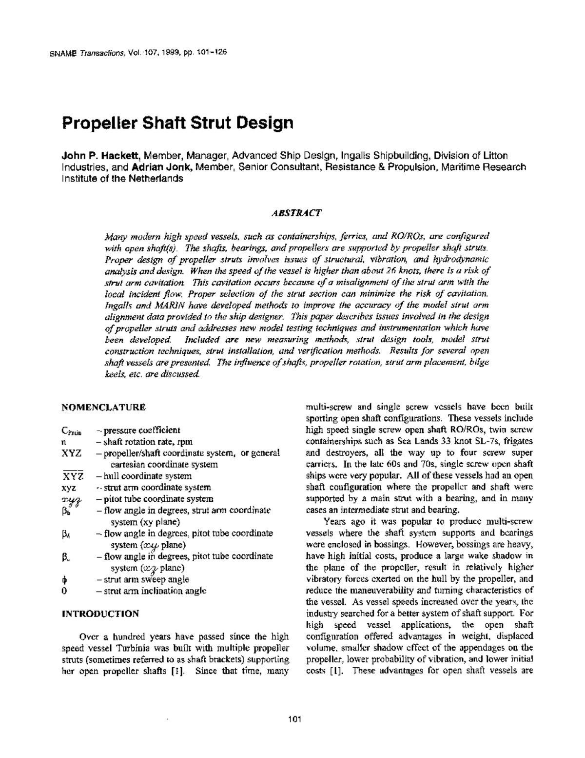 Propeller Shaft Strut Design: Analysis and Techniques for High-Speed ...