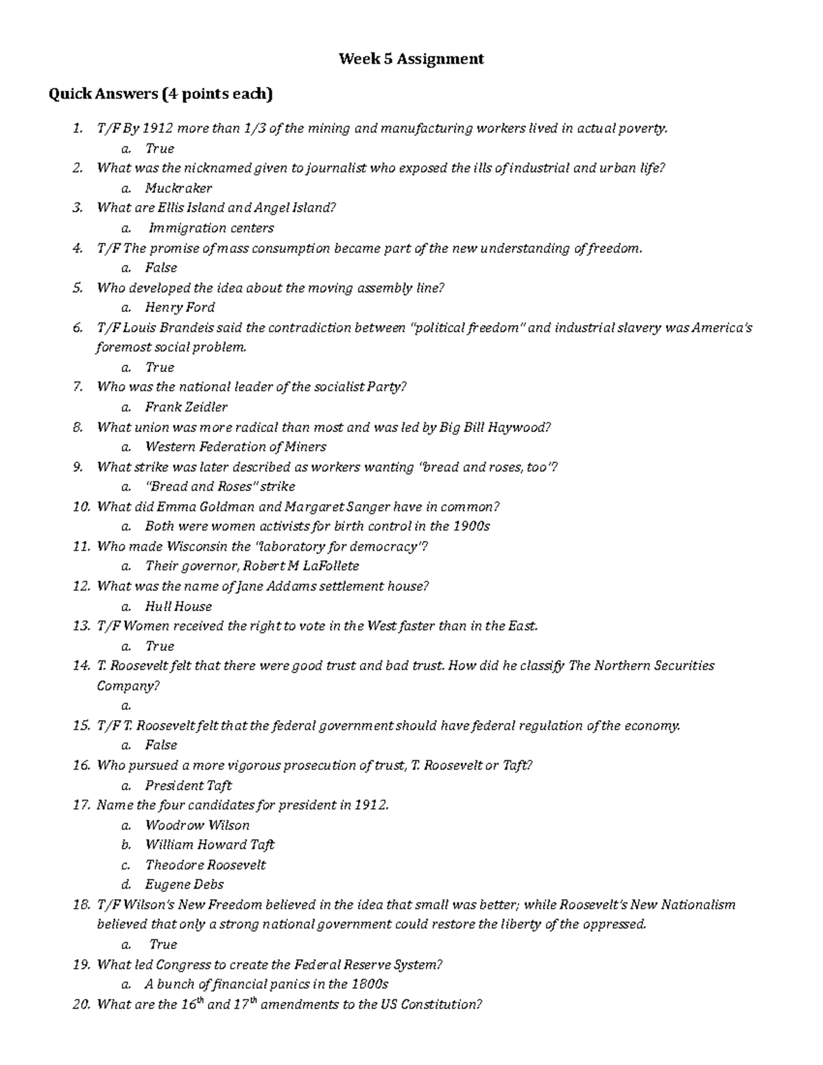 Week 5 Assignment HIST 1302- Eilisha Thakare - Week 5 Assignment Quick ...