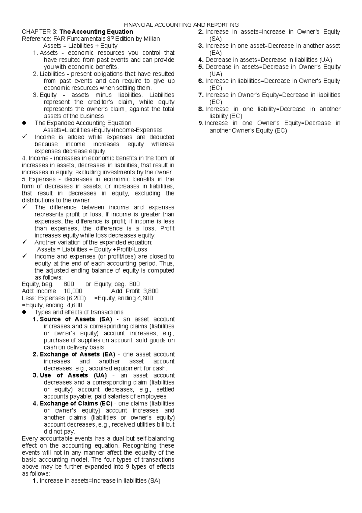 Chapter 3, accounting equation - FINANCIAL ACCOUNTING AND REPORTING ...