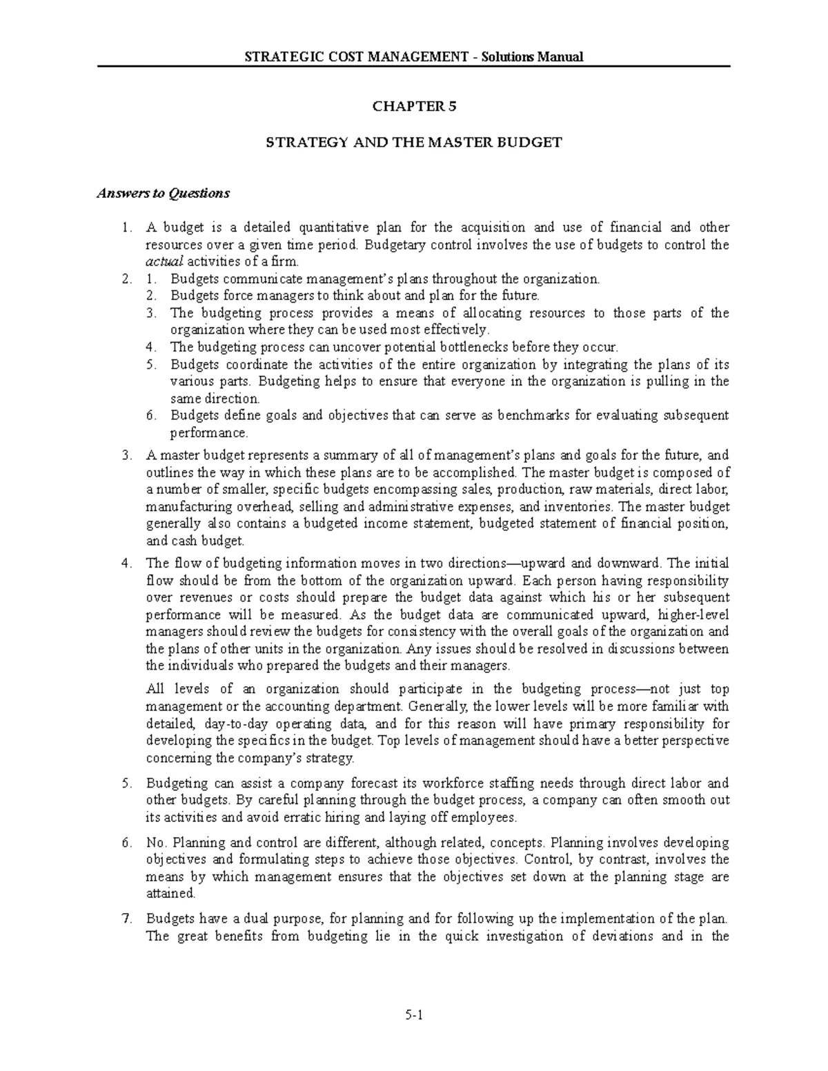 Chapter 1 Review questions - Chapter 1: Overview of Cost Management ...