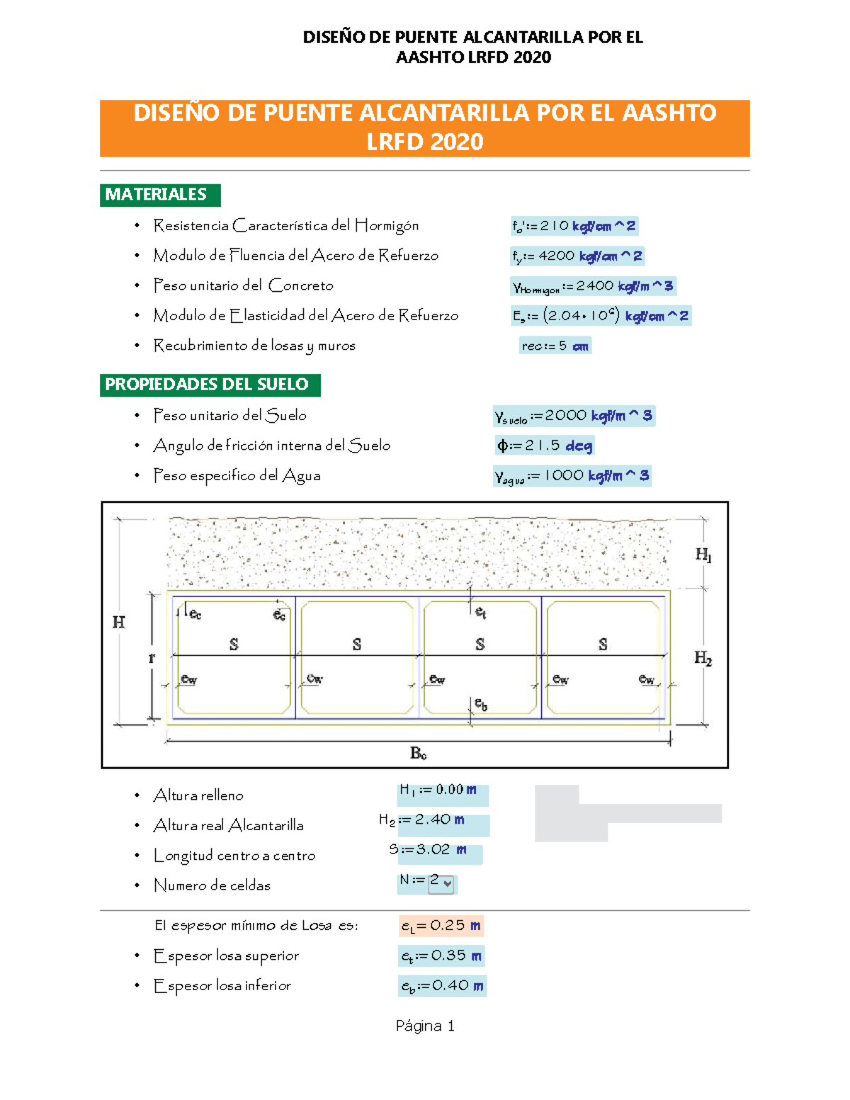 Diseño de Puente Alcantarilla AASHTO LRFD 2020: Cálculos y Detalles - Document Preview