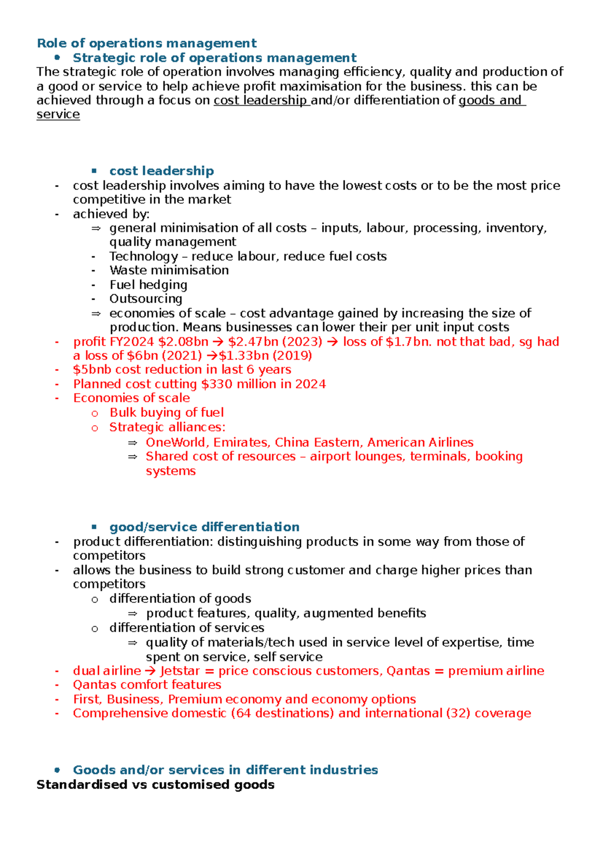Strategic Role of Operations Management: Insights for BUS101 Final Exam ...