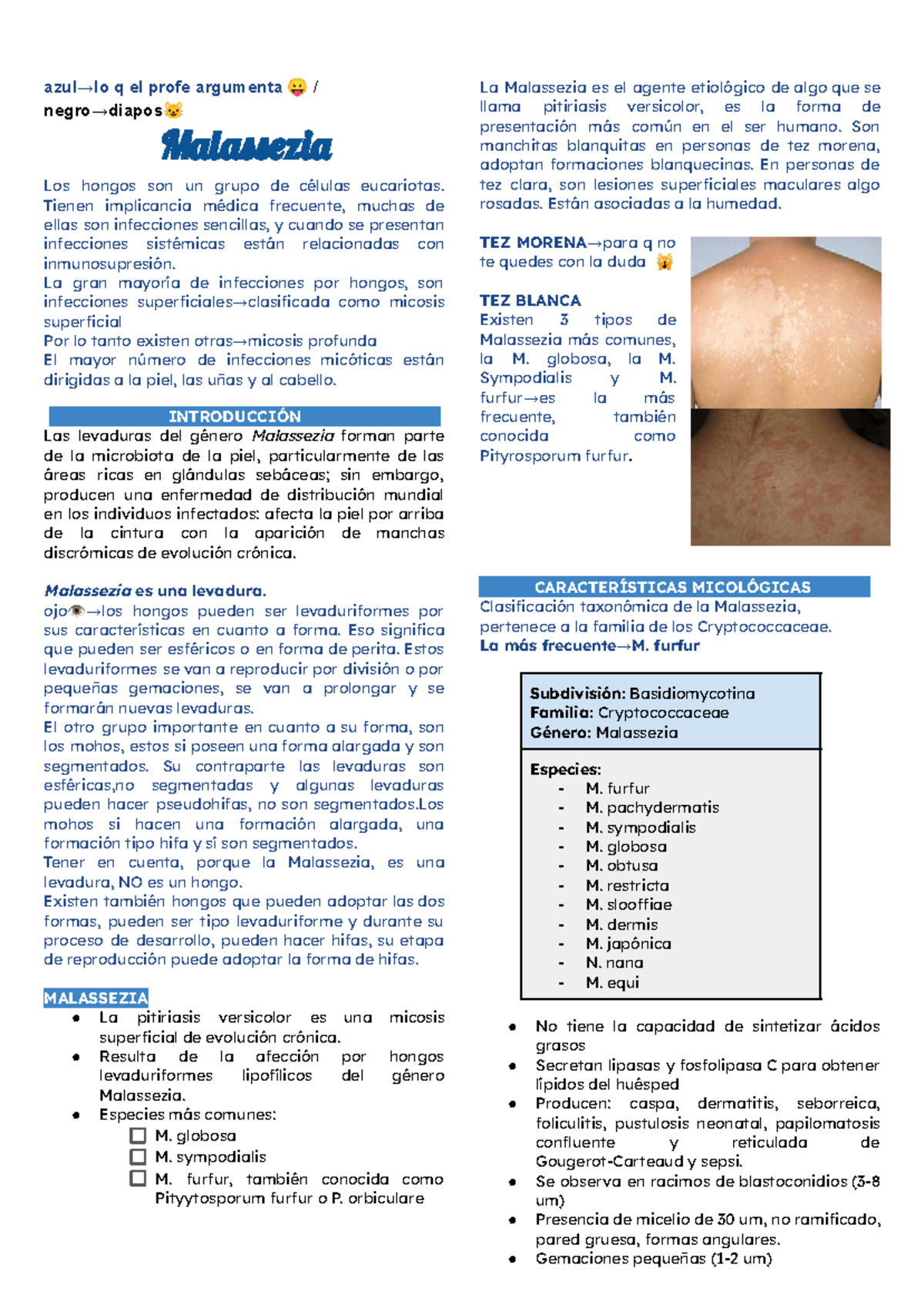 Clase 1 III Unidad Microbiolog a Malassezia Y Candidiasis Studocu