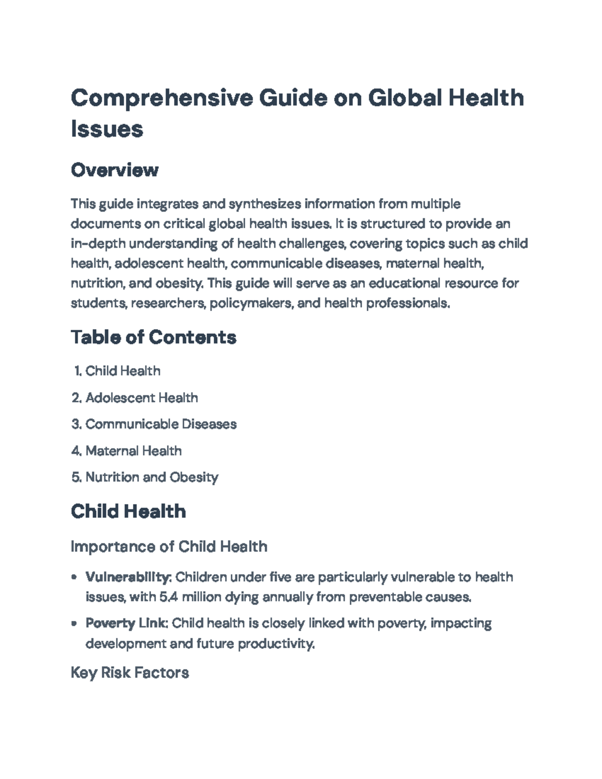 Comprehensive Guide on Global Health Issues: Topics and Interventions ...