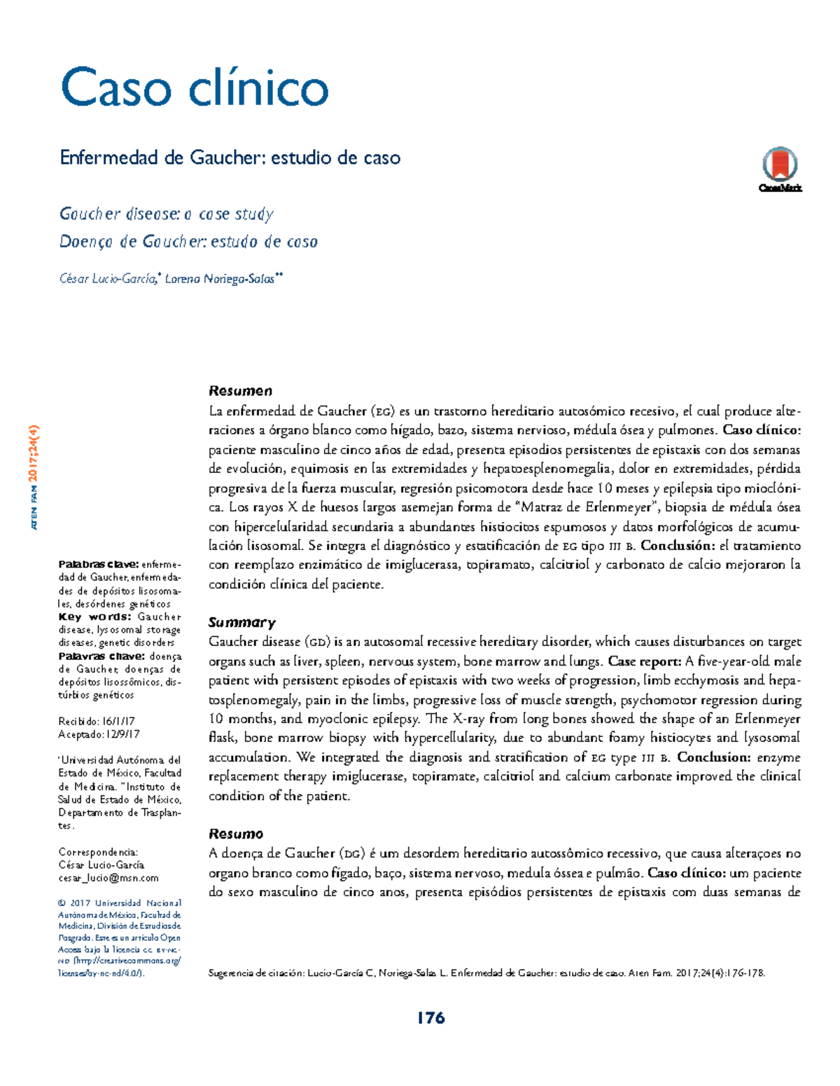 Caso Clínico: Enfermedad de Gaucher - Estudio de Caso ATEN FAM César ...