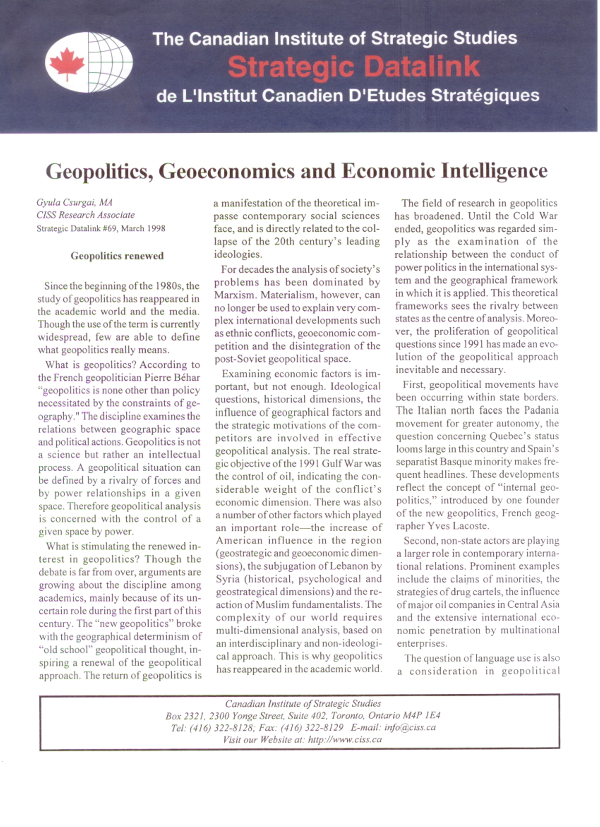 Geopolitics and Geoeconomics Overview - CISS-1 Study Guide - Studocu