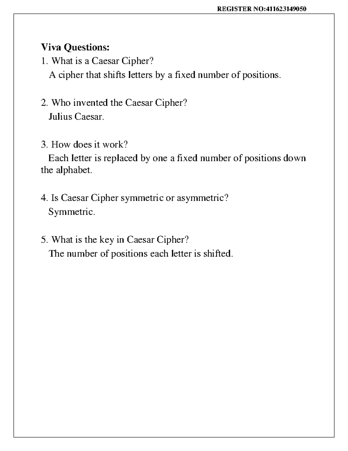 Viva Questions on Cryptography Concepts (OSS) - Studocu