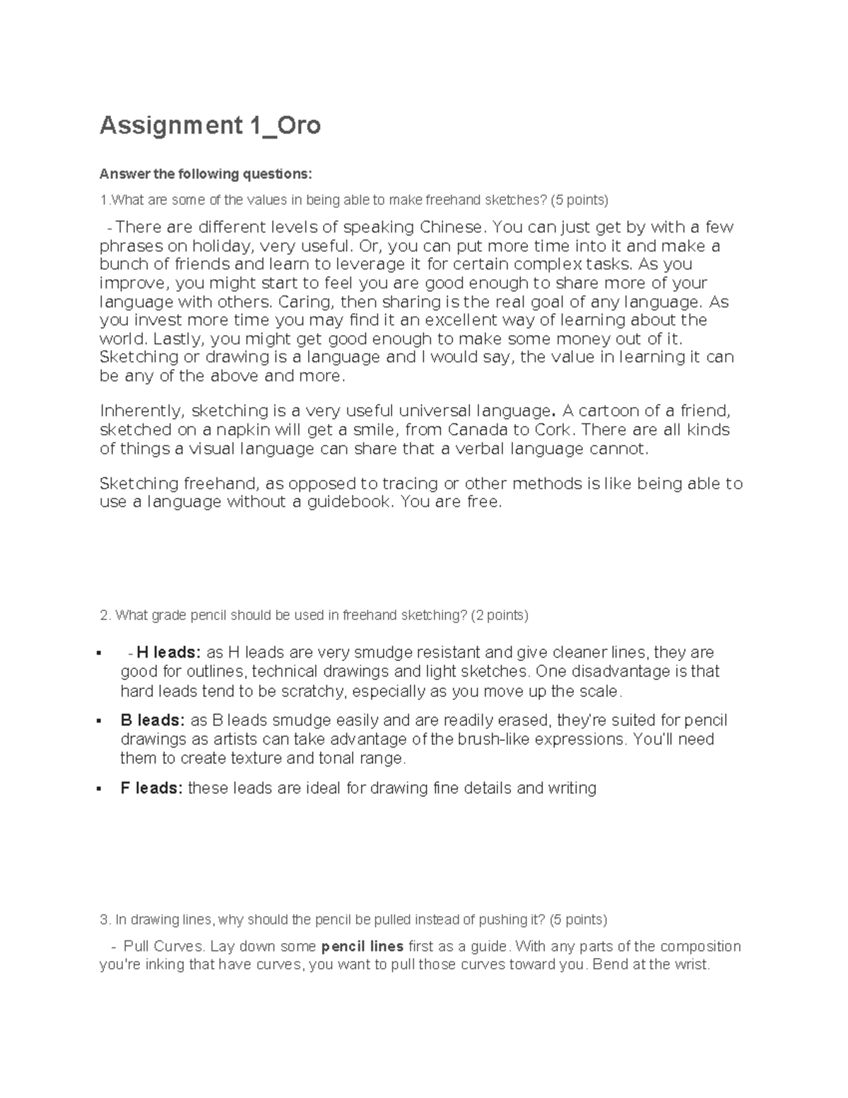 Assignment 1 - made by yours truly - Assignment 1_Oro Answer the ...
