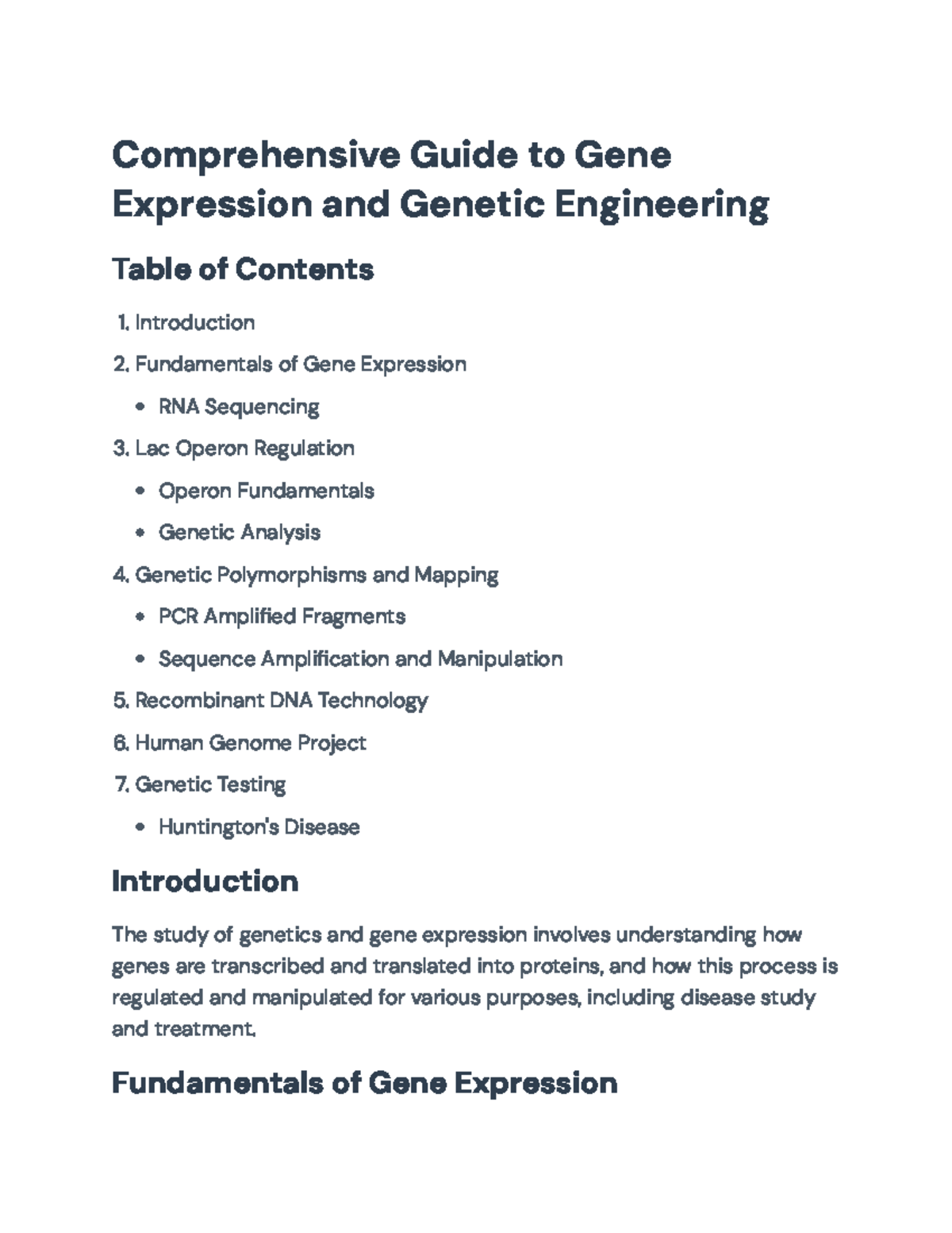 Comprehensive Guide to Gene Expression and Genetic Engineering (BIOL101 ...