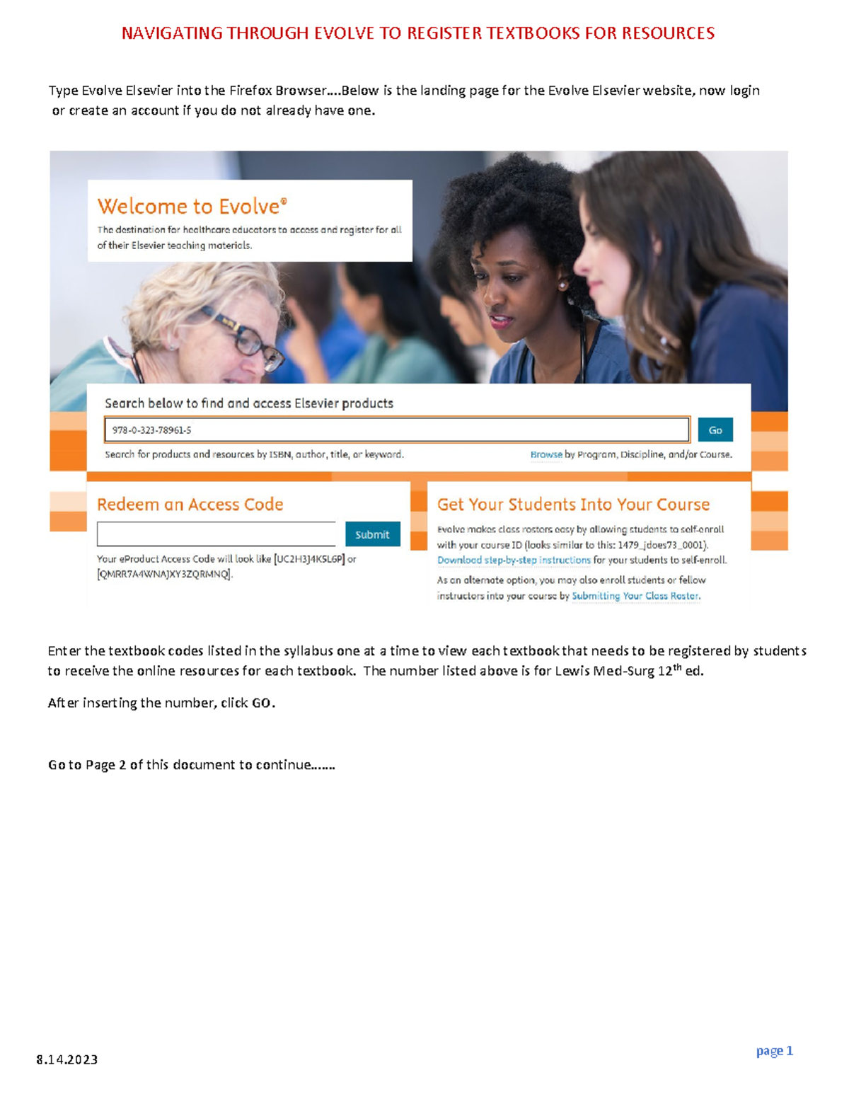 Evolve - NAVIGATING THROUGH EVOLVE TO REGISTER TEXTBOOKS FOR RESOURCES ...