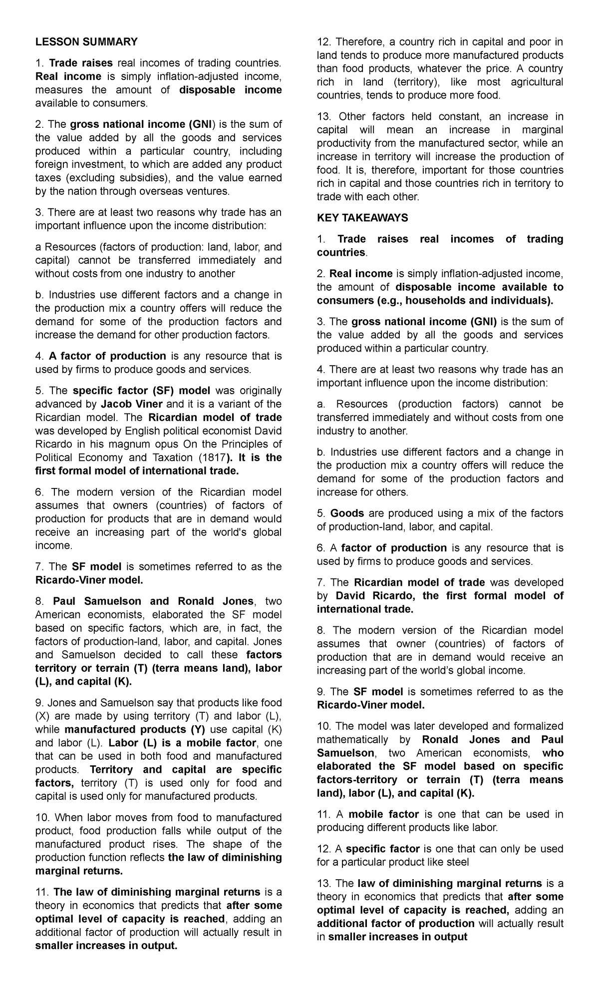 IBT Chapter 4-6 Trade and Economic Models Summary - Studocu