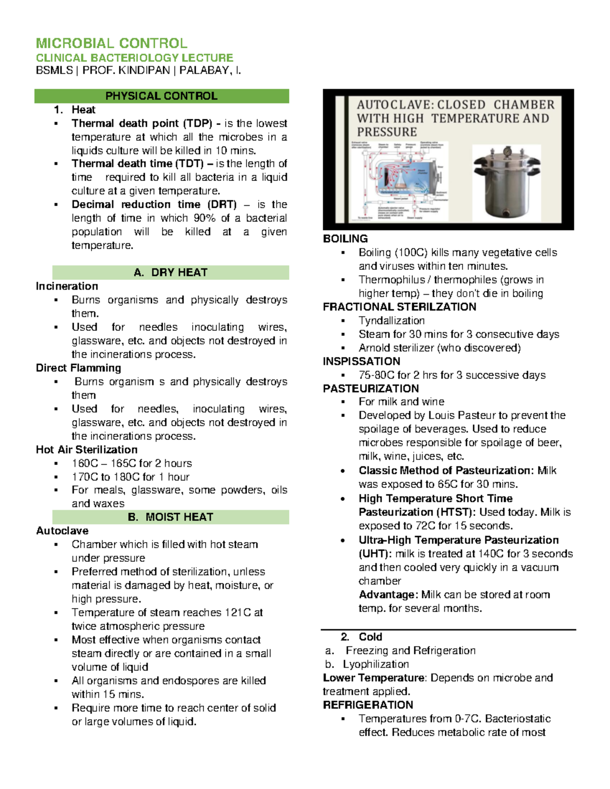 Microbial Control in Clinical Bacteriology - Lecture Notes (BSMLS ...