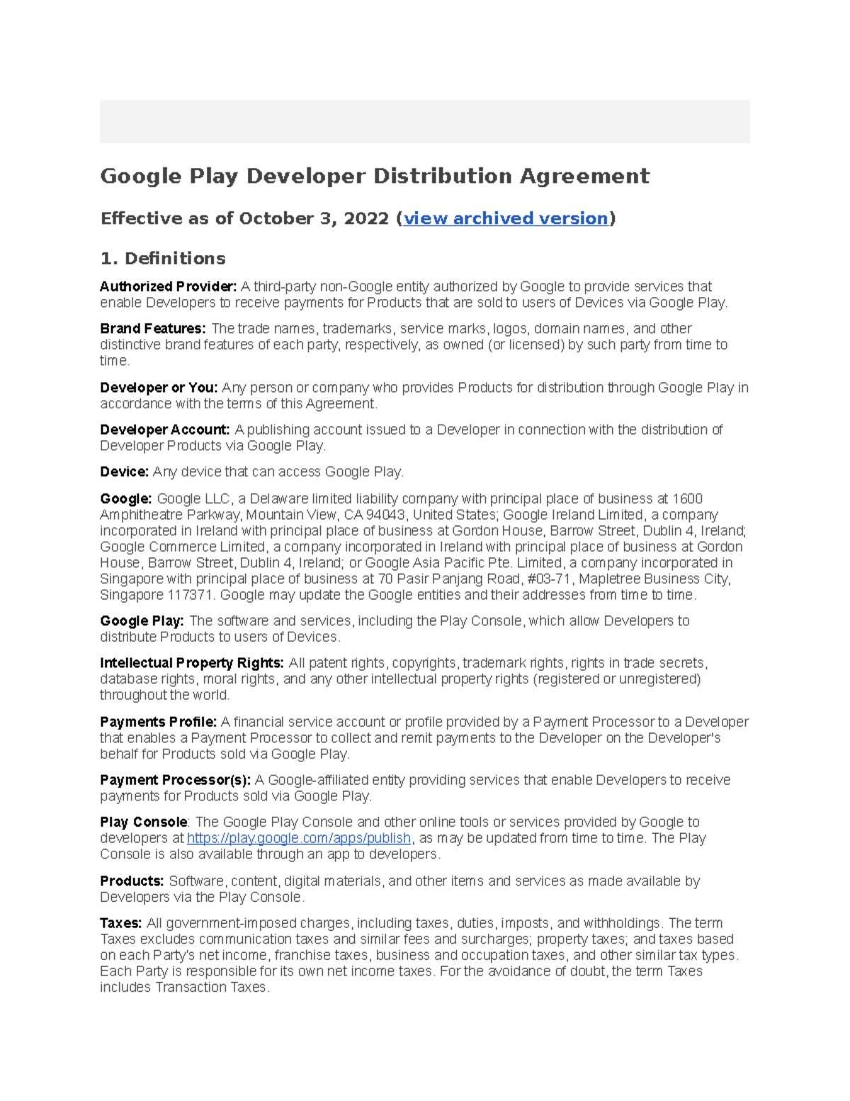 Google Play Developer Distribution Agreement - Google Play Developer ...