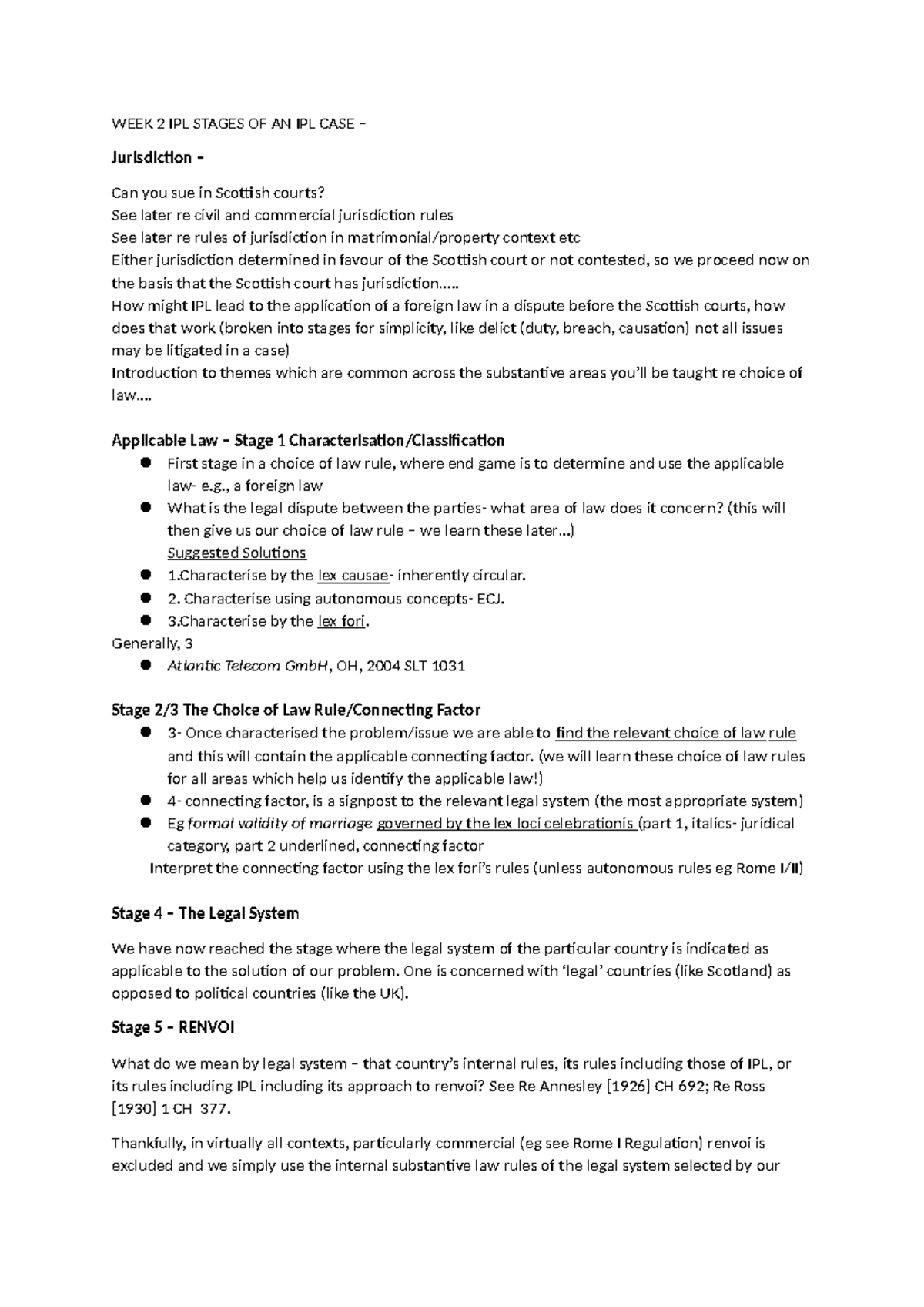 Week 2 - Key Stages in an IPL Case Analysis - Studocu