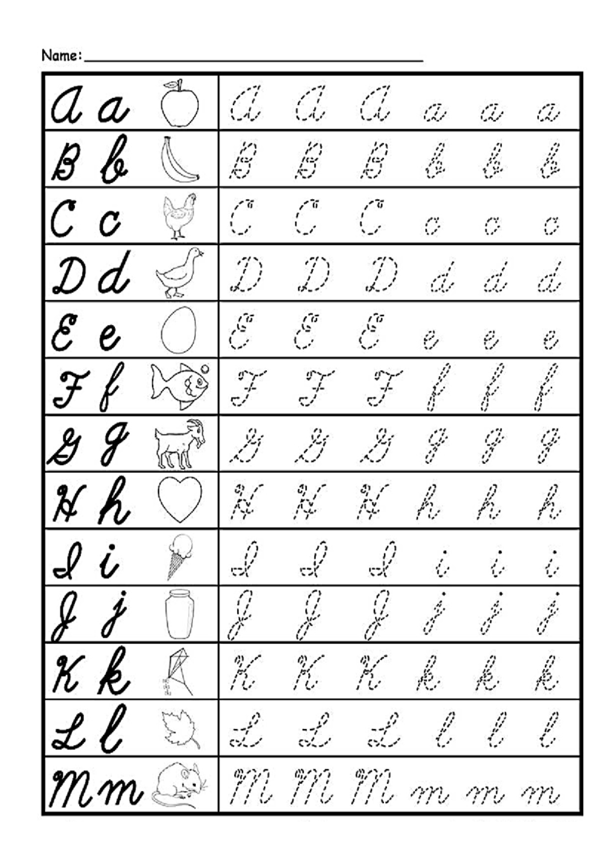 Cursive Writing - Bachelor of Elementary Education - Name: a a a a Bb I ...
