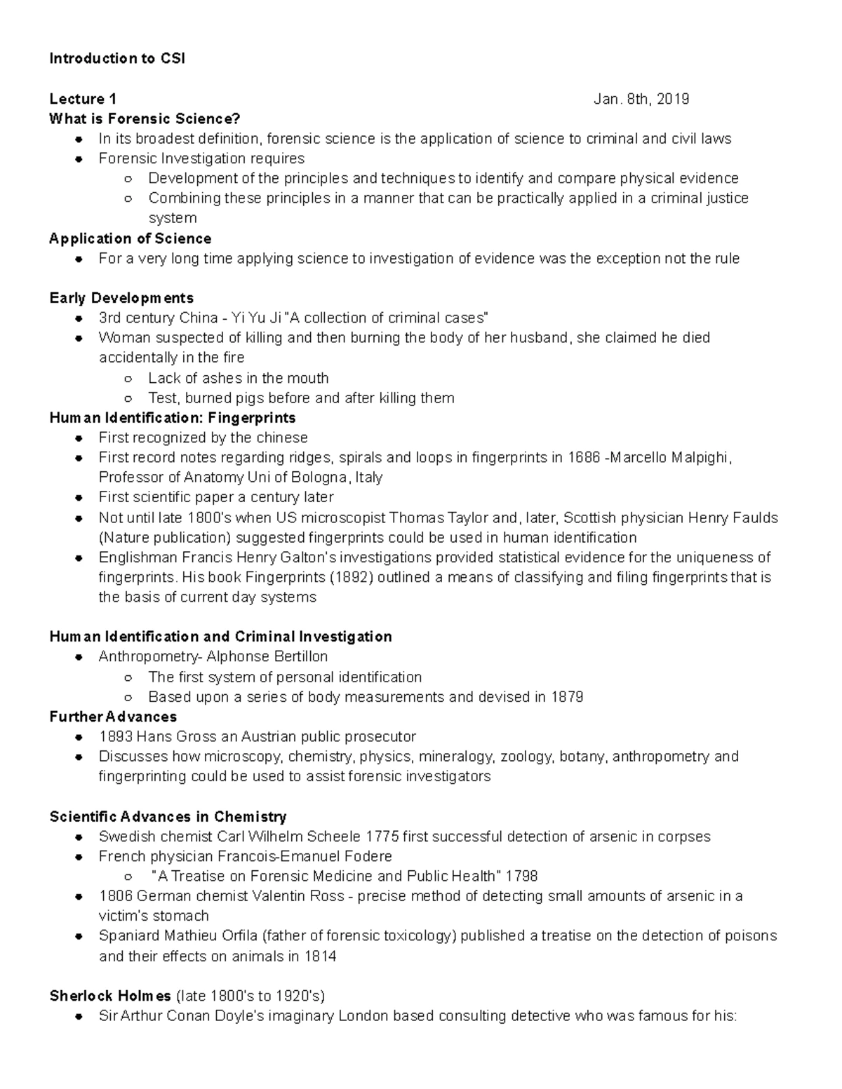 Forensic Science Introduction: Chapters 1 & 2 Notes - Studocu