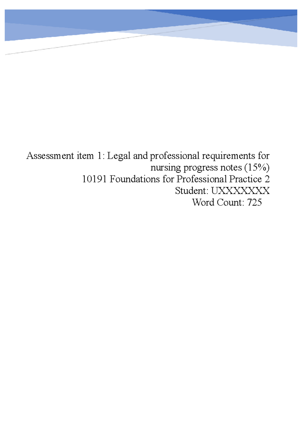 10191 Assessment 1: Errors in Nursing Progress Notes Analysis - Studocu
