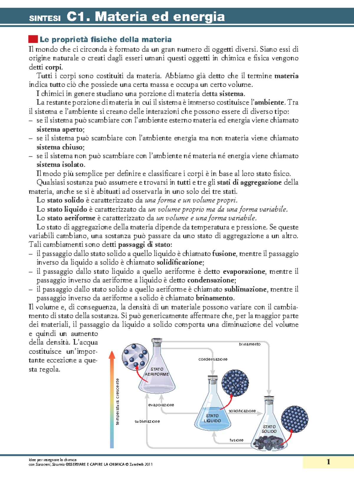 SINTESI C1. Materia ed Energia: Propriet e Trasformazioni della Materia -  Studocu